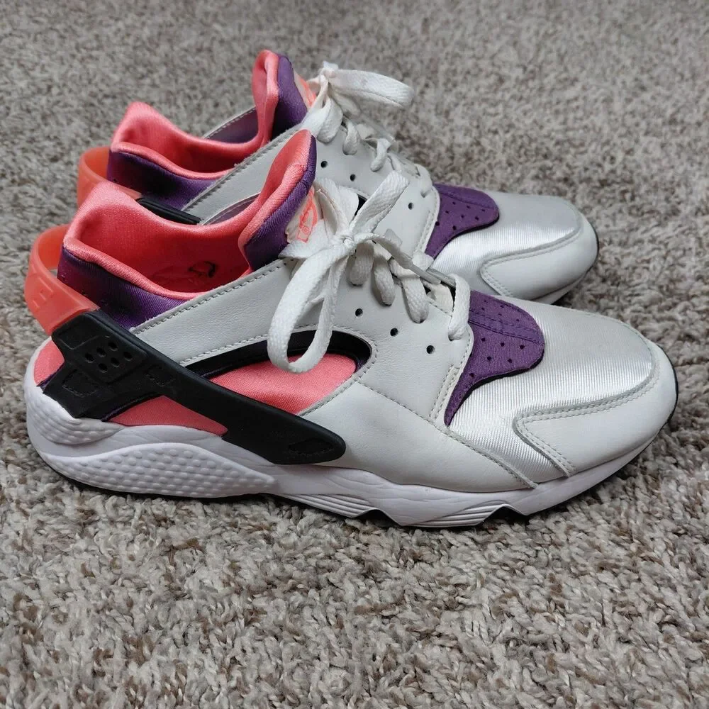 Nike Men's Air Huarache Sneakers Bright Mango DD1068-101 Men’s 10 White Purple